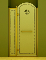 Cezares RETRO-B-12-120-PP-G-L(-R) дверь в проём 1200 мм. стекло матовое с прозрачным узором, золото