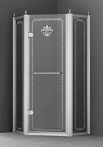 Cezares RETRO-P-1-90-PP-Cr-L(-R) душевой уголок 900 мм. стекло матовое с прозрачным узором, хром