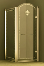 Cezares RETRO-A-1-90-PP-Br-L(-R) душевой уголок 900 мм. стекло матовое с прозрачным узором, бронза