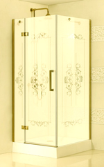 Cezares MAGIC-A-1-90-ROYAL PALACE-PP-G-L(-R) душевой уголок квадратный 900мм. стекло текстурное, золото