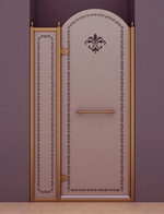 Cezares RETRO-B-12-110-PP-Br-L(-R) дверь в проём 1100 мм. стекло матовое с прозрачным узором, бронза