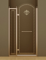 Cezares RETRO-B-12-110-CP-Br-L(-R) дверь в проём 1100 мм. стекло прозрачное c матовым узором, бронза