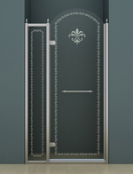 Cezares RETRO-B-12-110-CP-Cr-L(-R) дверь в проём 1100 мм. стекло прозрачное c матовым узором, хром