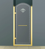 Cezares RETRO-B-1-80-CP-G-L(-R) дверь в проём 800 мм. стекло прозрачное c матовым узором, золото