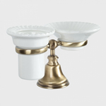 TW Harmony 141, настольный держатель с мыльницей и стаканом, керамика (бел), цвет: бронза TWHA141br 