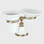 TW Harmony 141, настольный держатель с мыльницей и стаканом, керамика (бел), цвет:  белый/бронза TWHA141bi/br             