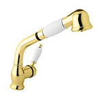 Cezares Смеситель для кухни однорычажный с выдвижным душем, исполнение золото, ручка белые ELITE-LLDM-03/24-Bi