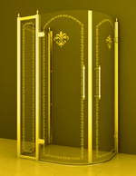 Cezares RETRO-RH-22-120/90-CP-G душевой уголок 1200/900 мм. стекло прозрачное c матовым узором, золото